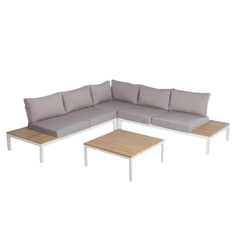 Nordic outdoor sofa courtyard outdoor terrace solid wood corner sofa hotel model room leisure aluminum alloy furniture