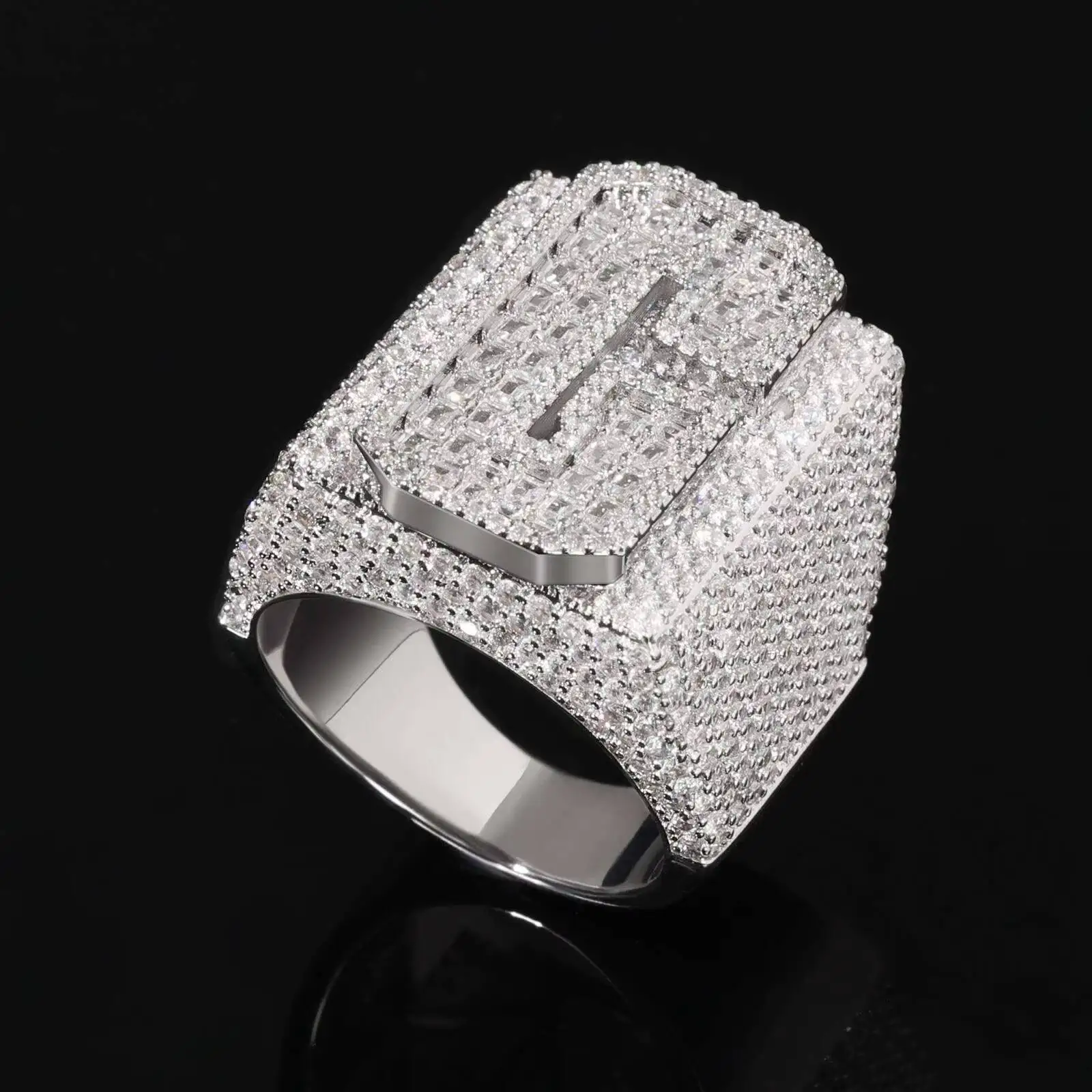 

Custom Number Letter 18K Gold Plated Men's Hip Hop Single Letter Ring with 5A Cubic Zircon Pave Setting Third Party Certified