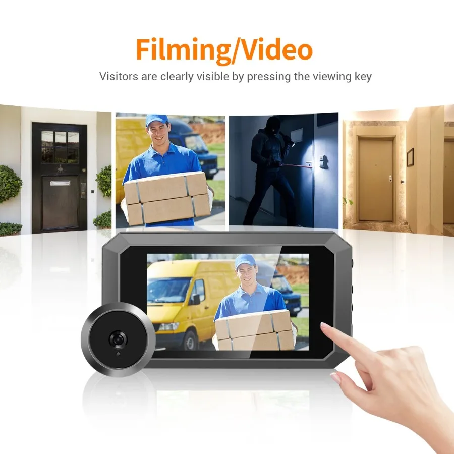 3.97inch Video Peephole Doorbell Camera Video-eye Auto Record Electronic Ring Night View Digital Door Viewer Entry Home Security