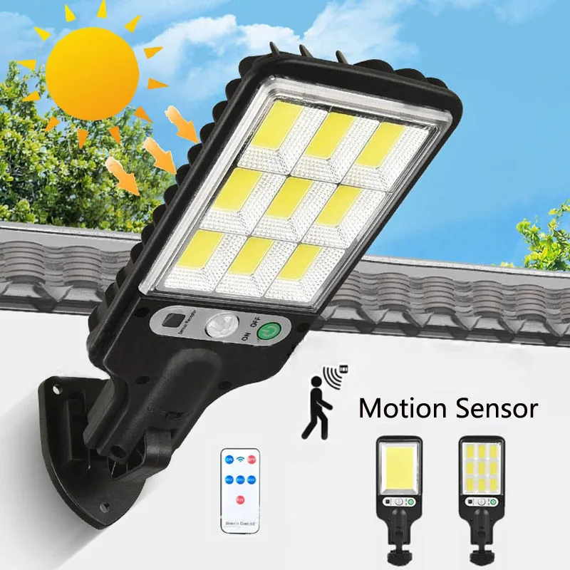 Outdoor Sensor Street Solar Lamp 3 Light Modes Waterproof Security Lighting for Garden Terrace Garage Door 108 COB Wall Lighting