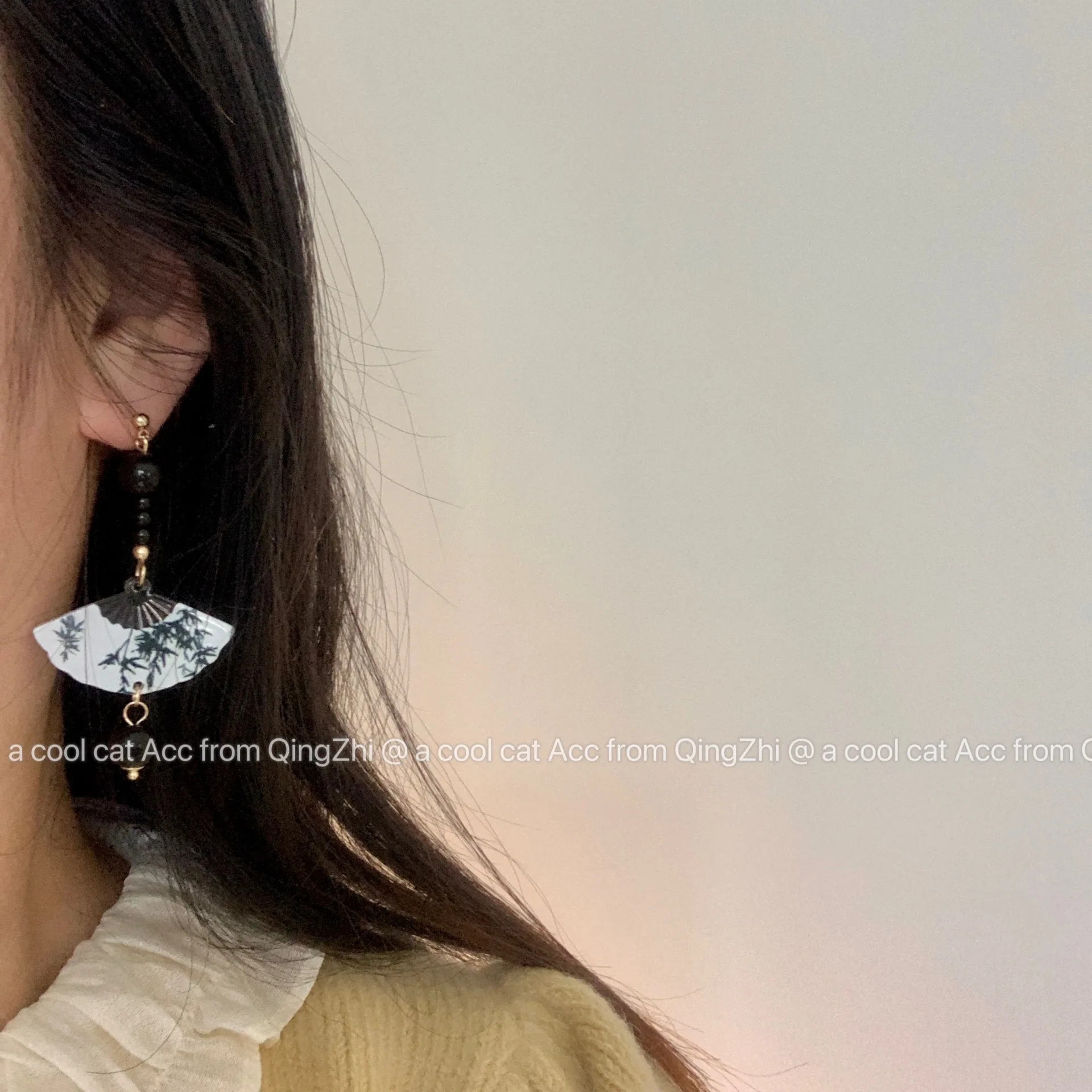 أقراط نسائية بشرابة على شكل مروحة ، أقراط صدف أنيقة ، تصميم عتيق ، لؤلؤ كهرماني ، إكسسوارات عتيقة ، جديدة