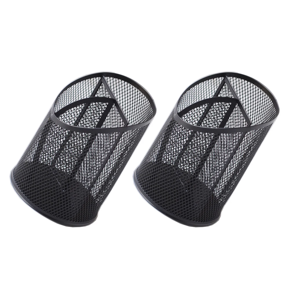 

2Pcs Mesh Metal Pen Pencil Holder Stylish Desk Organizer Makeup Brush Cup Makeup Organizer for Office Bedroom Vanity