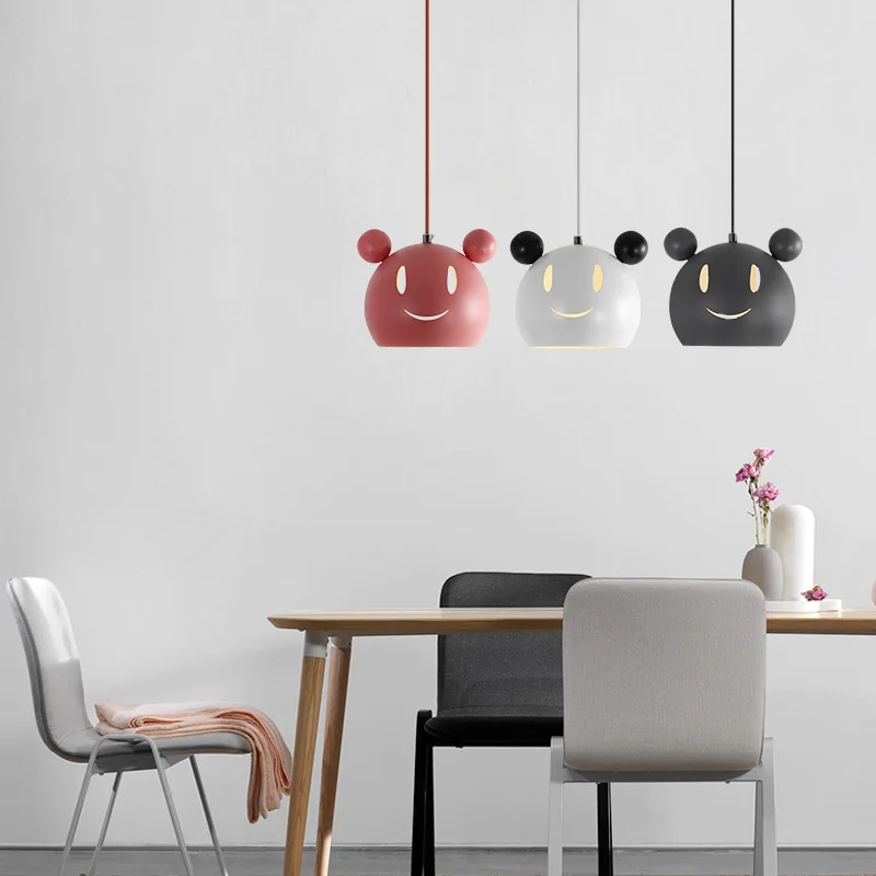 Modern Led Pendant Lights Nordic Pendant Lamp Cartoon Mouse Hanglamp Cute Bear Bedroom Decor Kids Baby Children Kitchen Lights