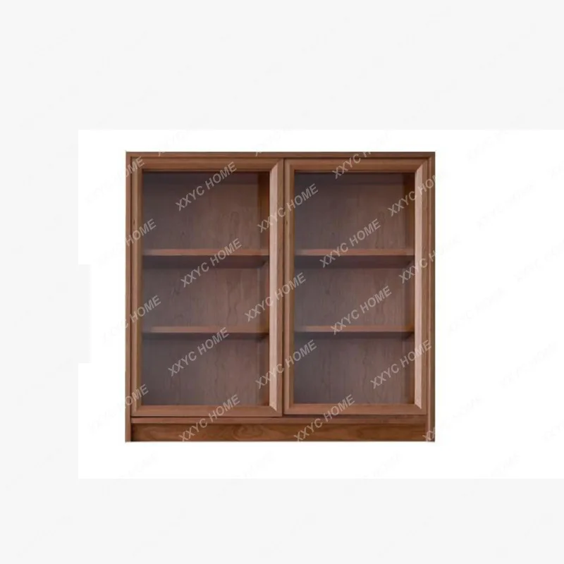 Solid Wood Sliding Door Sideboard Display Cabinet Storage Organizer Japanese Combined Bookcase