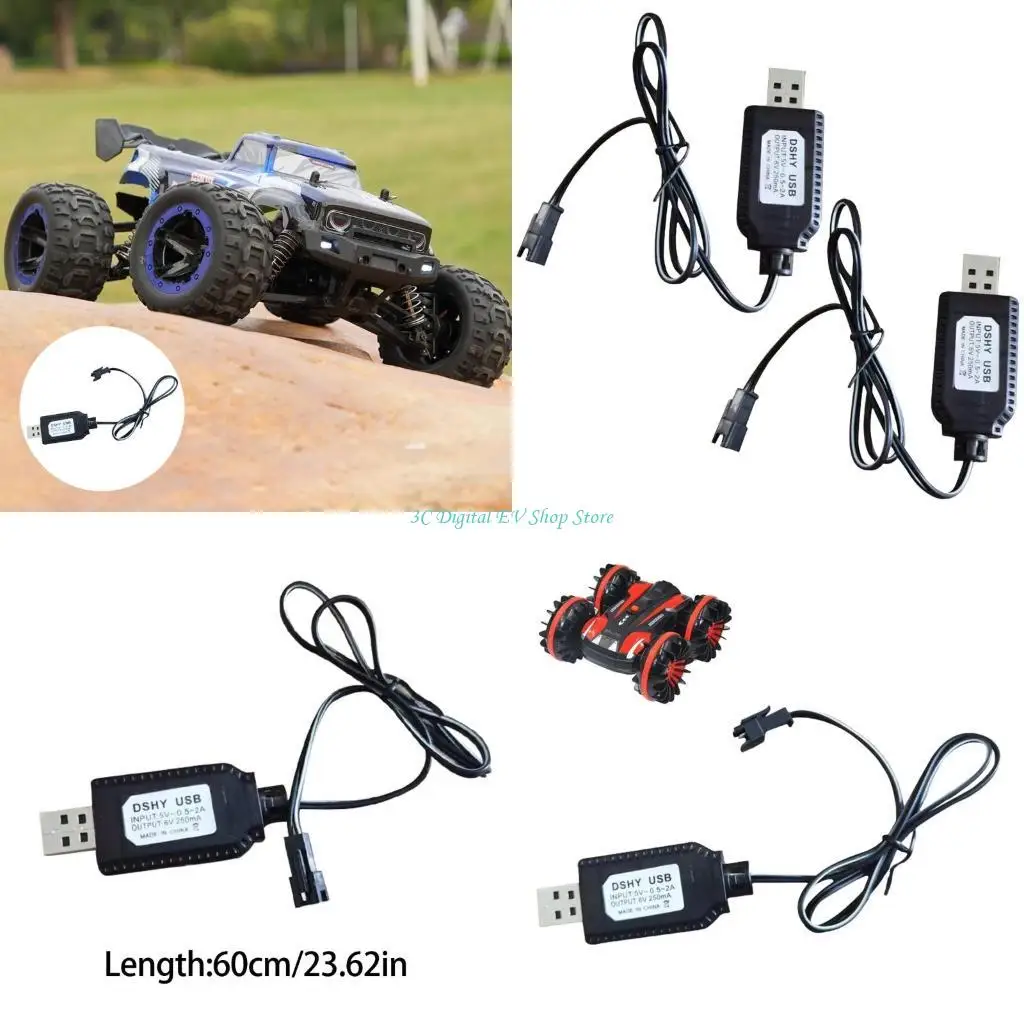 E74D Pack Of 2 6V 250mA USB Cable SM2P Plug For 6V NiCd Battery Remote Car