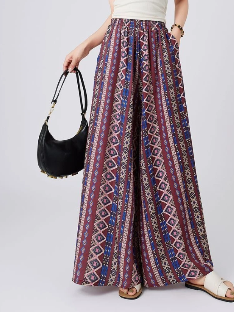 2026 Fashion Sun Protective Maxi Dress with High Waist Flowy Beach Trousers Casual Holiday Outfit for Women
