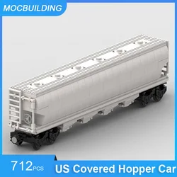 MOC Building Blocks US Covered Hopper Car Train Model DIY Assemble Bricks Transportation Collection Creative Display Toys Gifts