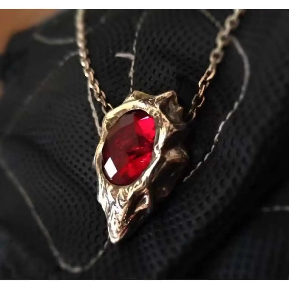 Game DMC 5 Dante Cosplay Necklace Costume Accessories Ruby Pendant Collarbone Chain Men Disguise Prop Halloween Carnival Party