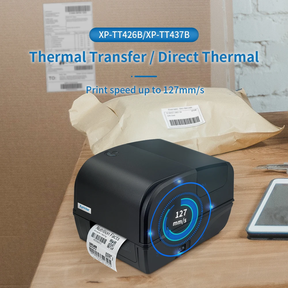 XP-TT426B High-Definition 4inch Thermal Barcode Label Printer 110mm USB Interface Label Printer