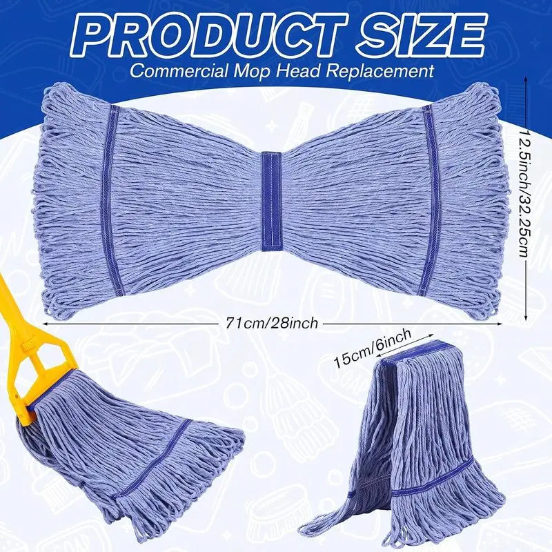 Heavy Duty Cotton String Wet Mop Heads Loop End Washable Absorbent Reusable Refills For Home Industrial Tile Wood Concrete Floor