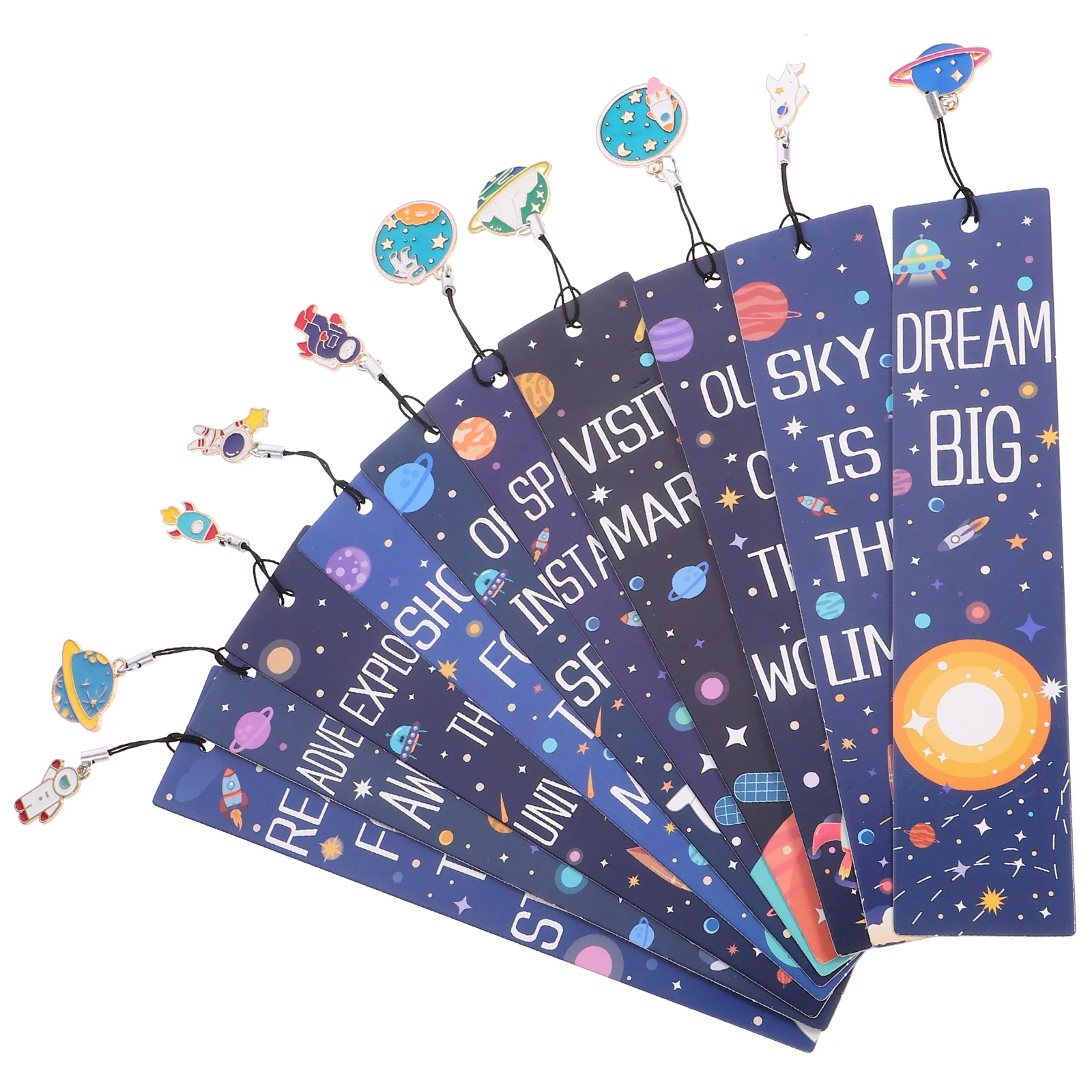 

10Pcs Cartoon Bookmarks with Space Themed Charms Portable Small Bookmarks Book Reading Bookmarks fun bookmarks for kids