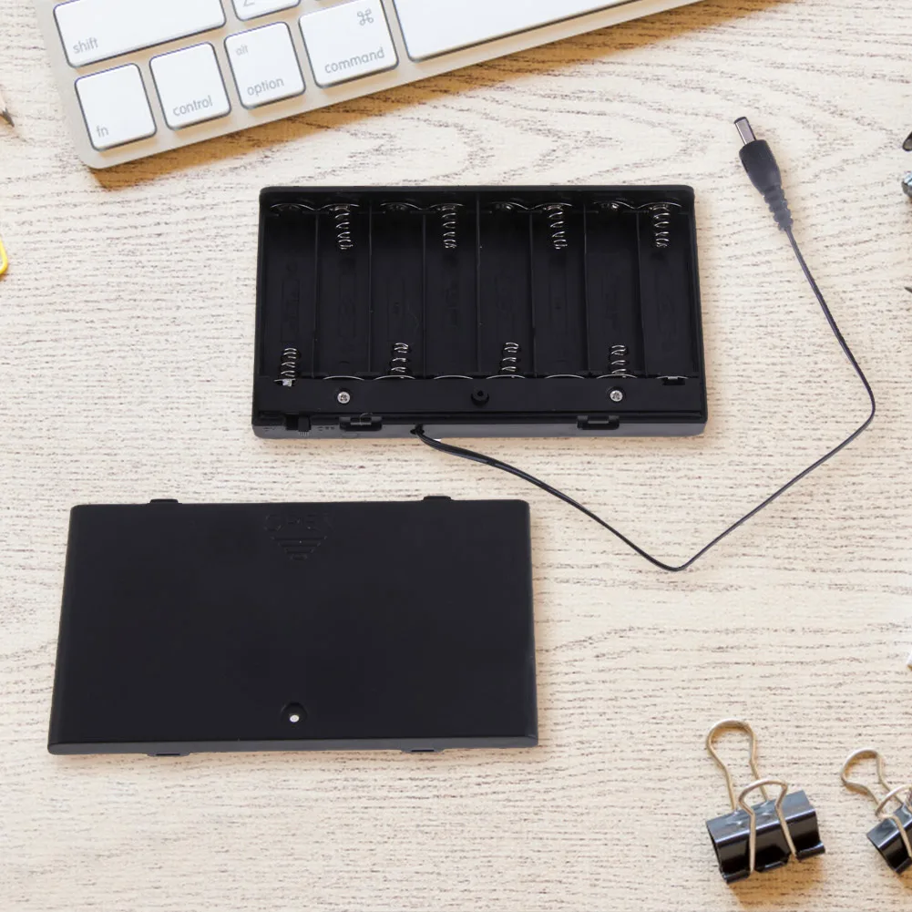 8 × AA 12 فولت حافظة بطاريات مع مفاتيح تشغيل/إيقاف وغطاء صندوق حامل البطارية لساعات الحائط راديو لحم الخنزير للأطفال #1