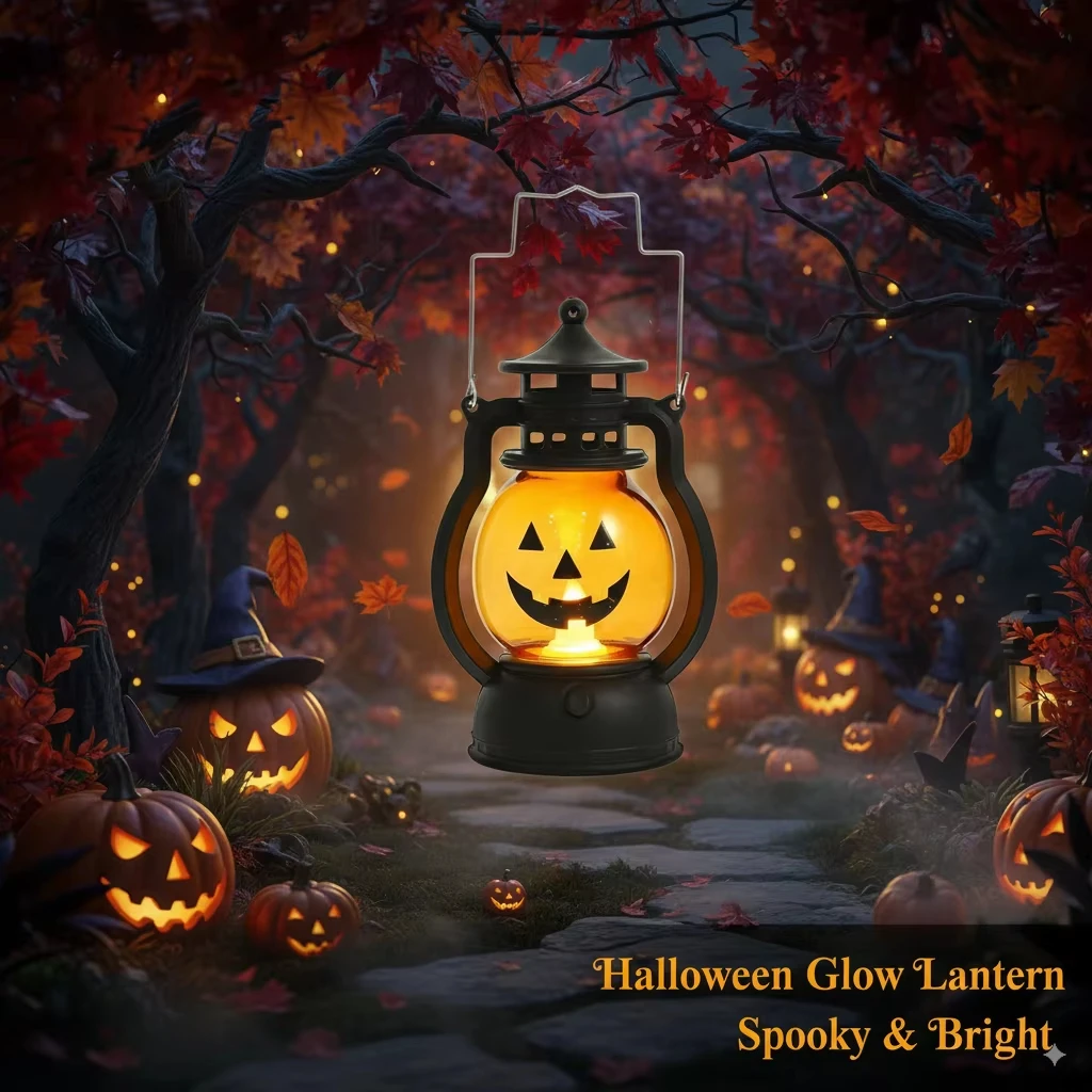Halloween Pumpkin Lamp Ghost Lamp Horror Candle LED Lamp Retro Small Oil Lamp Horror Props Halloween Decorations For Home