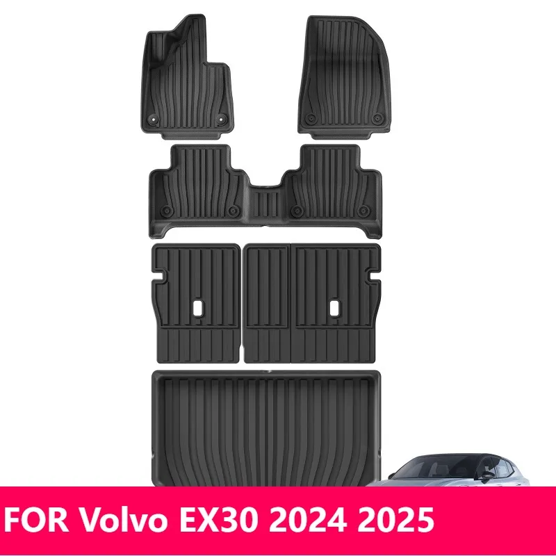 

Для Volvo EX30 2024 2025 TPE 3D водонепроницаемые коврики и подкладка багажника черного цвета