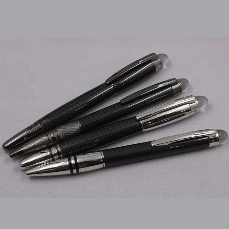 

Luxury MB Mon Black Carbon Fiber Roller Ball Ballpoint Pens with Crystal Head Stationery Office Business Write Gift Pen