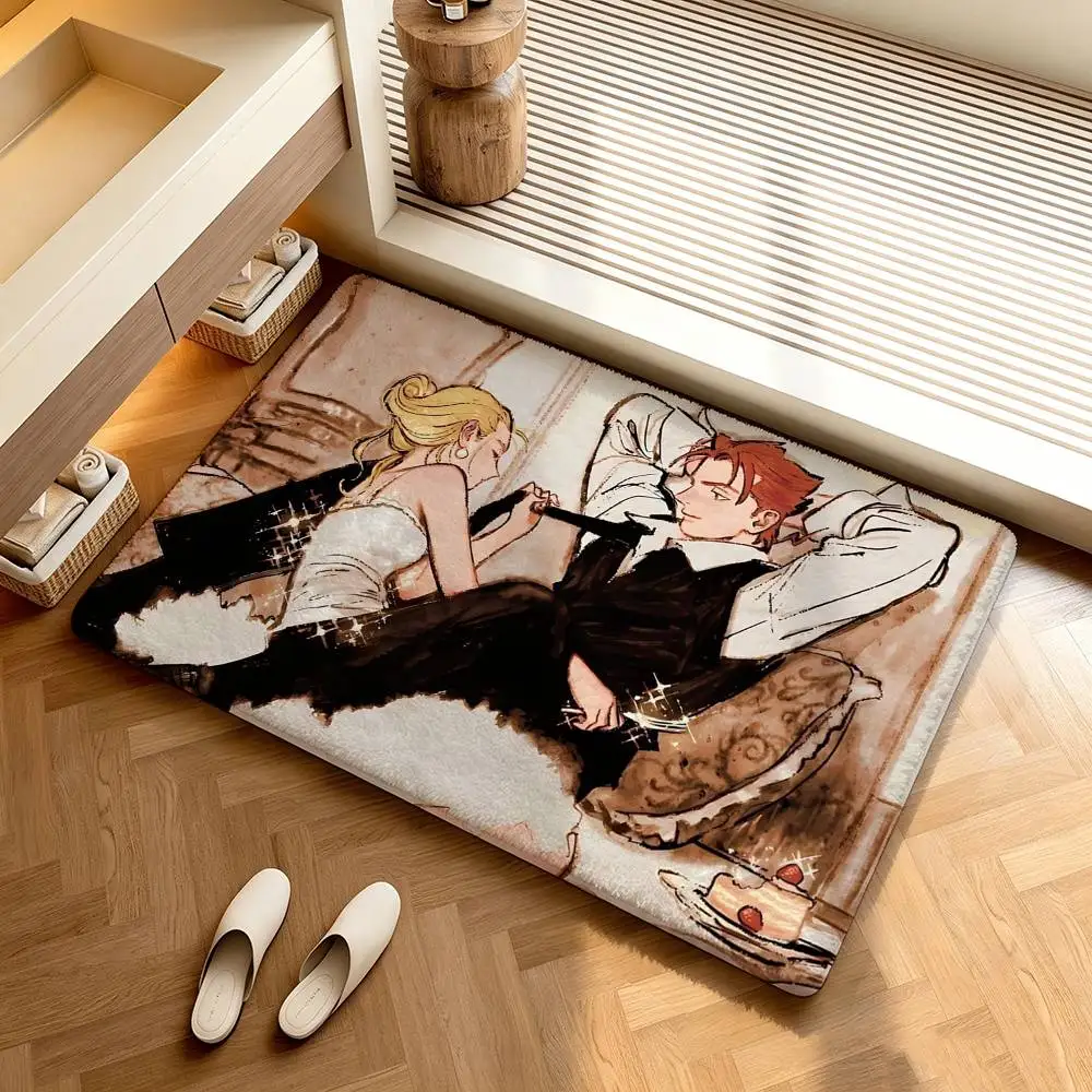 V-Veil Emma Anime  Shower Room Absorbent Small Floor Mat Soft Comfortable Decorative Foot Mat