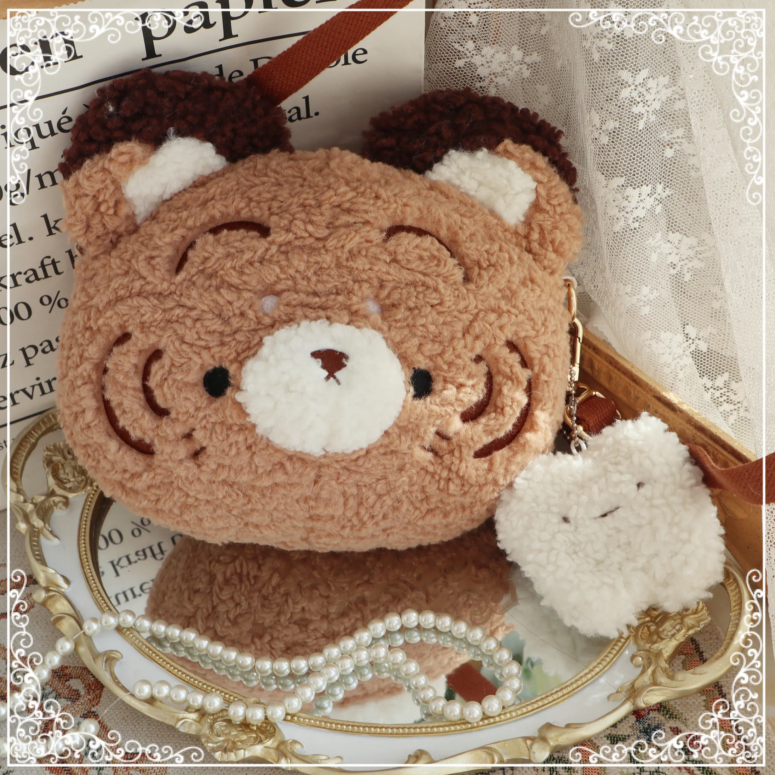 Original Design Tiger Cub and Tooth Plush One Shoulder Versatile Cute Diagonal Span Bag