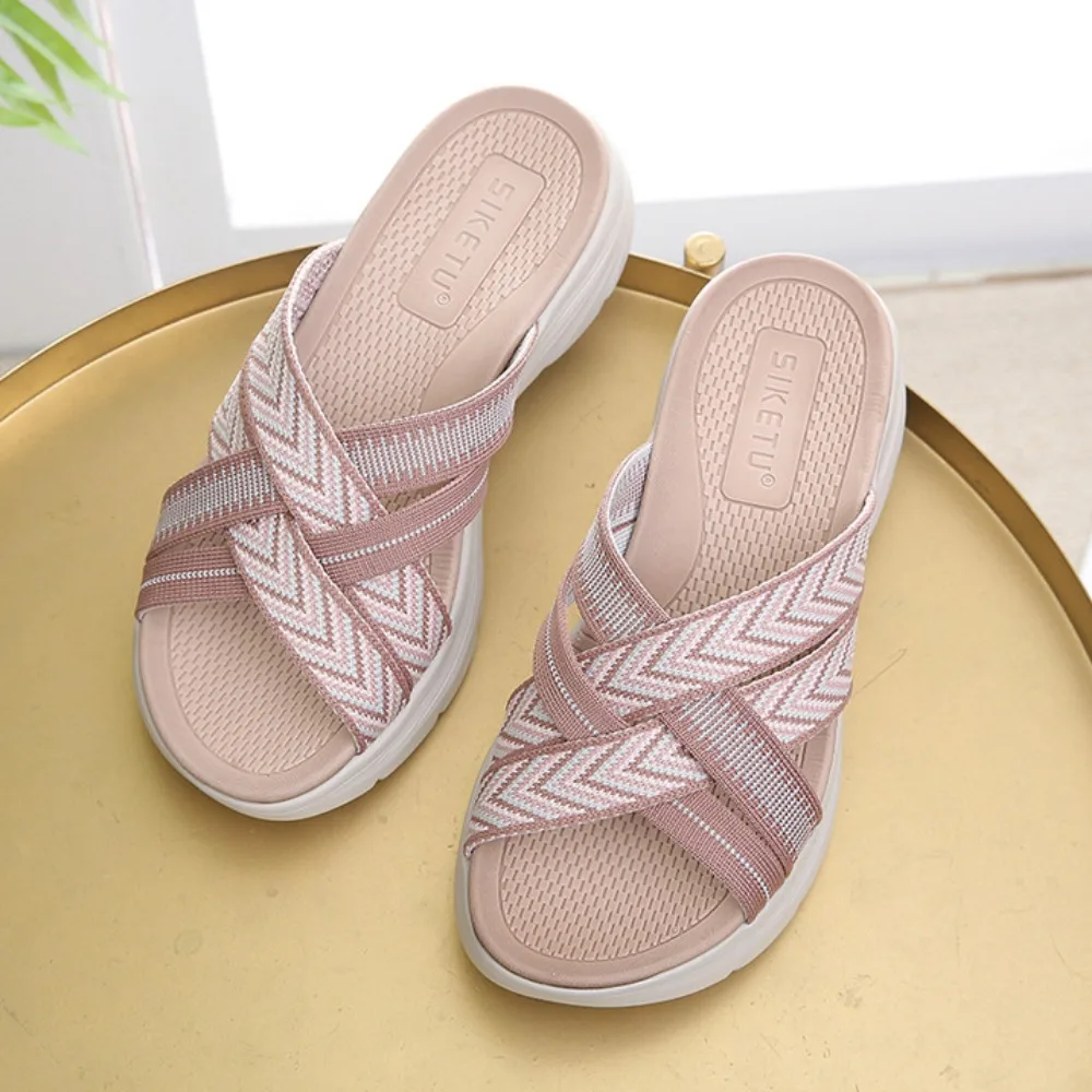 

Slippers Women's 2026 Summer New Product Sandals Womens Lightweight Sporty Comfortable Elastic Oversized 42 Thick Soled Slippers