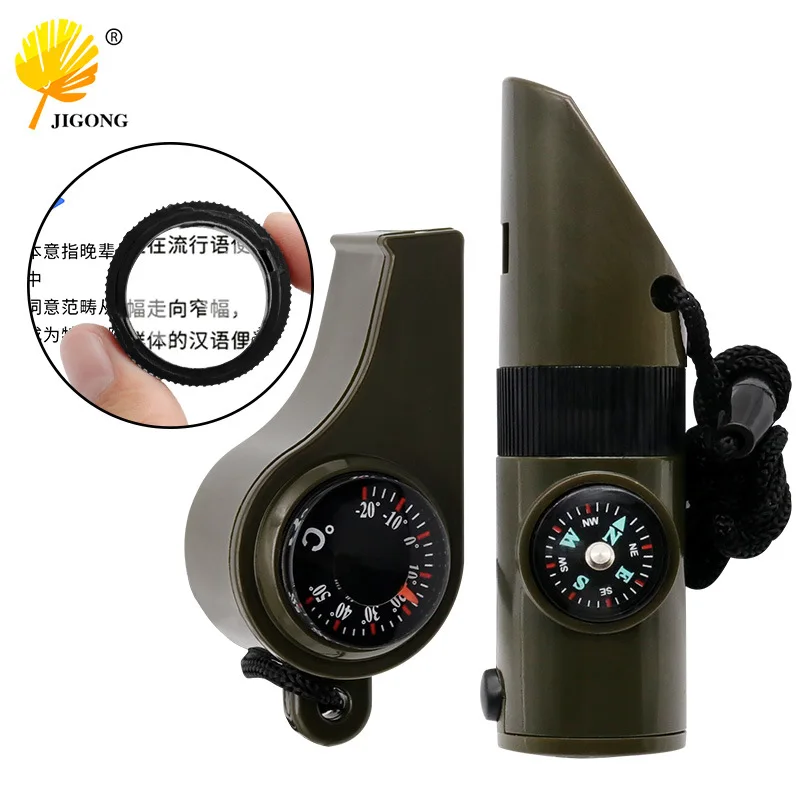Seven-in-one survival whistle Compass thermometer Three-in-one multi-purpose whistle Outdoor rescue Emergency survival whistle