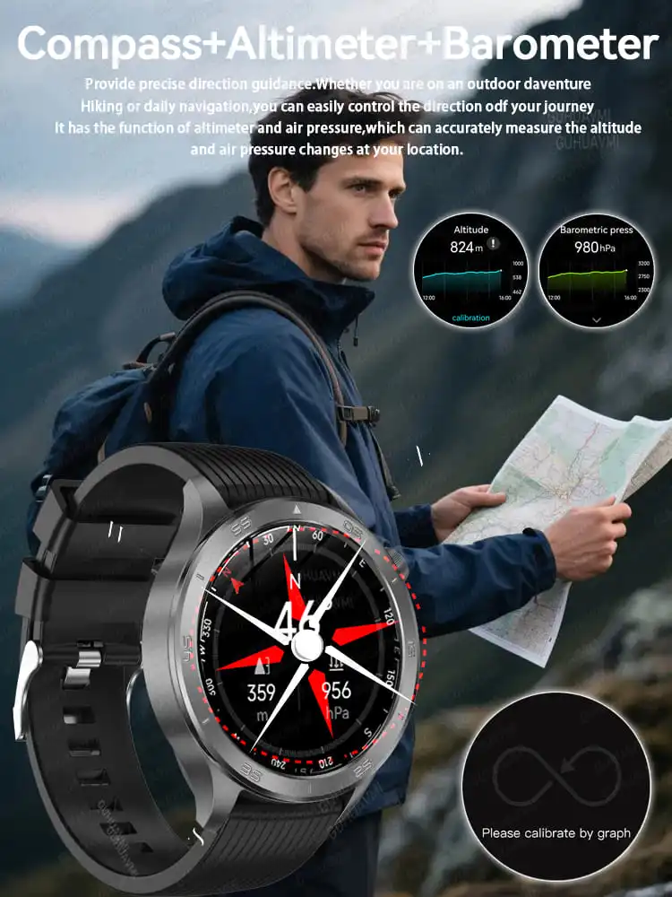 2025 สําหรับ OPPO WATCH X2 Smartwatches ผู้ชาย GPS Track บลูทูธโทรหลายโหมดกีฬาเข็มทิศ IP68 นาฬิกาสมาร์ทกันน้ําสําหรับ IOS