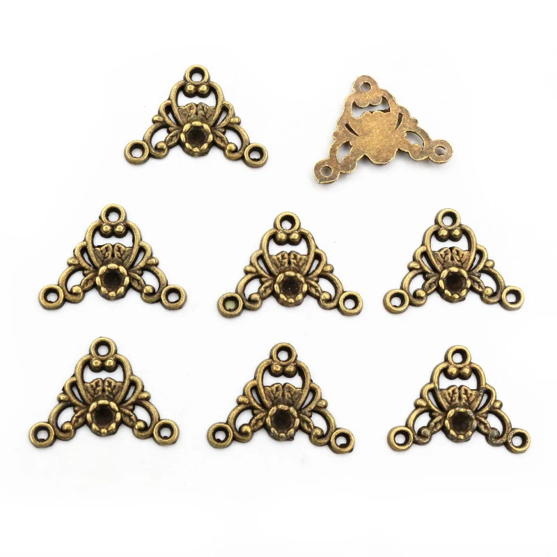 40pcs 14x19mm Antique Silver Plated Bronze Flower Style Connector Charm Pendant DIY Jewelry Supplies for Bracelet Necklace