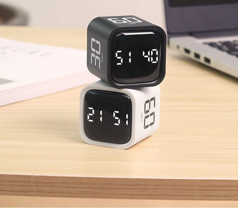 Flip Cube Student Self-Discipline Alarm Timer Time Manager Silent Rechargeable Clock