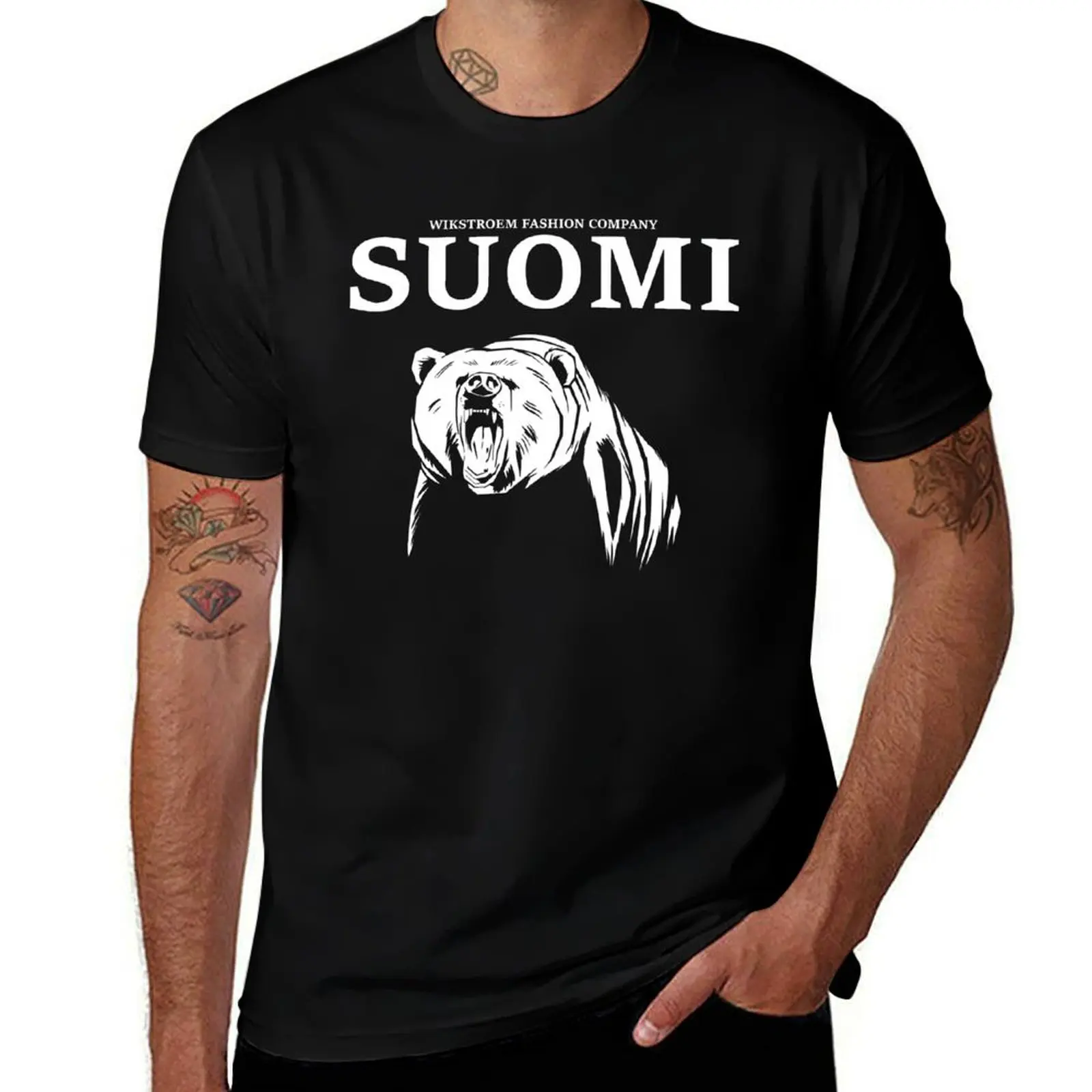Wikstroem Finland Suomi Bear T-Shirt Retro Graphic Print T-Shirt