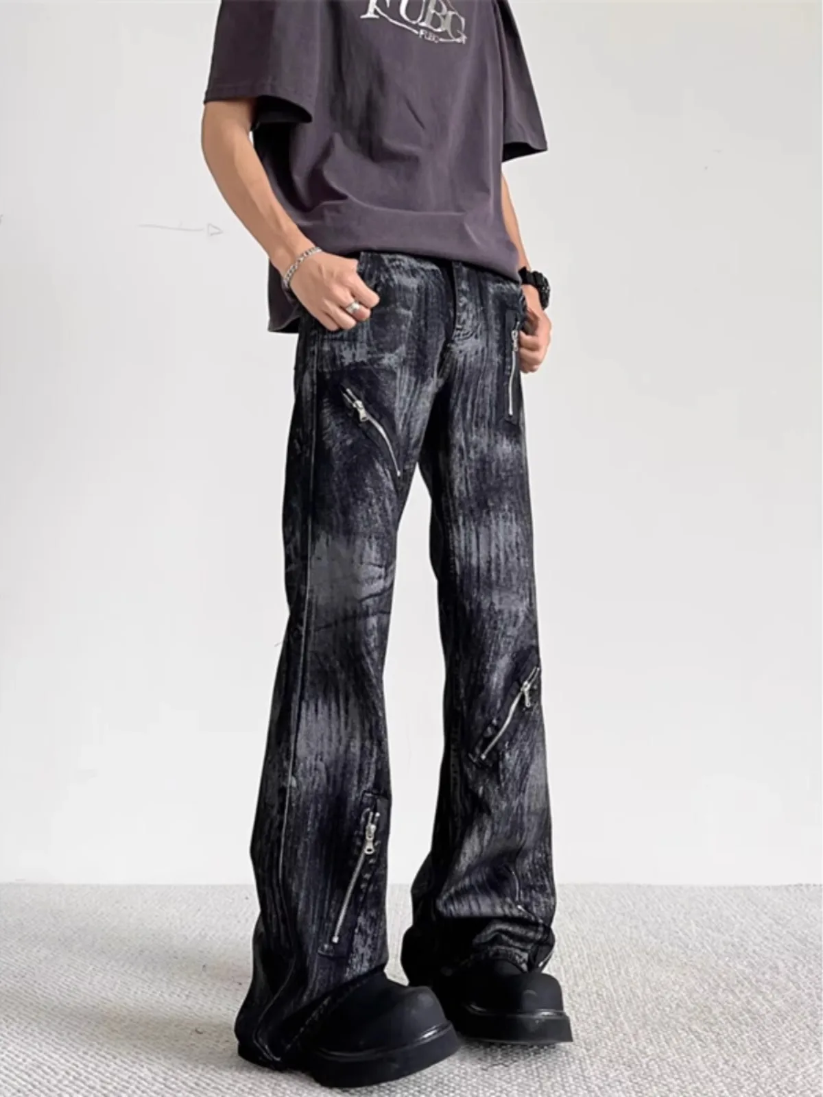 

Мужские джинсы Clara Trendy: летний дизайн, прямые штанины на молнии, американский ретро-стиль, микрокльош, низкая посадка, хлопковый деним с эффектом тай-дай