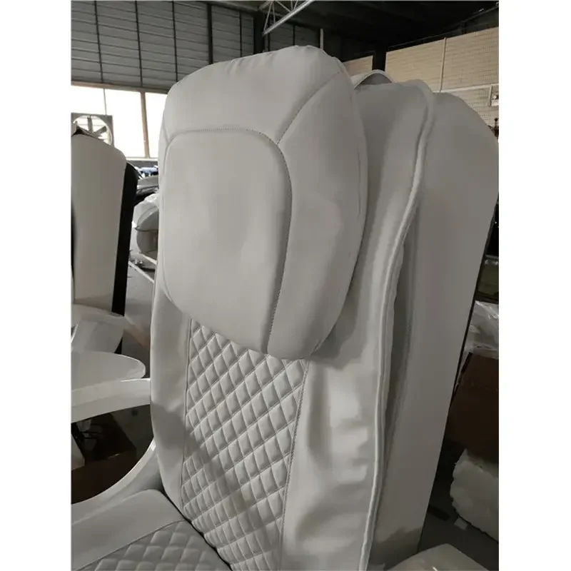 كراسي باديكير فاخرة من جلد البولي يوريثان الأبيض 4 مجموعات من متجر تجميل التدليك بدون سباكة كرسي باديكير أثاث صالون التجميل