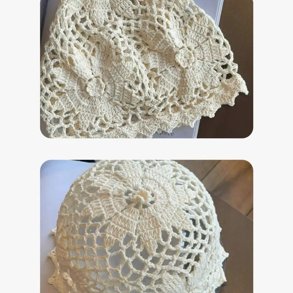 الرجعية اليدوية زهرة كروشيه قبعة البوهيمي نمط الكورية قبعة صغيرة رقيقة العرقية نمط نسج قبعة الربيع والصيف