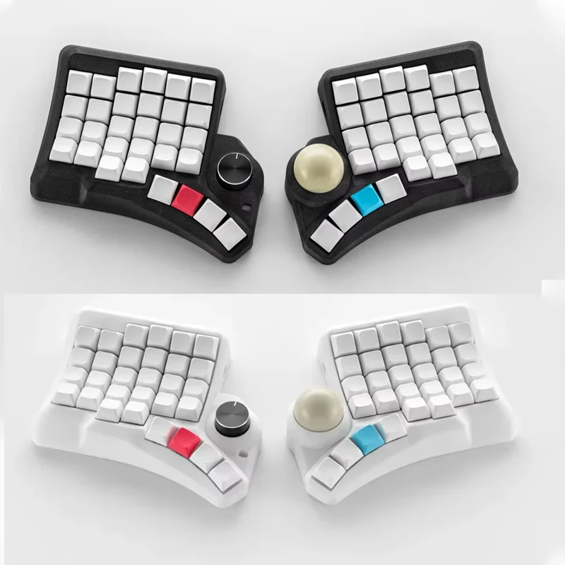 KeebNerd HPD V2 Split Keyboard Kit With Trackball Wired Ergonomic PLA Material 3D Ergonomic Hot Swappable QMK Custom Keyboard