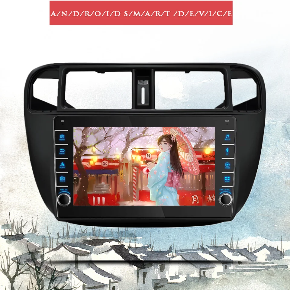 8G Ram 128GB Android14 QLED Car Radio Video Audio A/V Music DVD Player GPS Navi For Honda Civic 1996 - 2001 Carplay Auto DSP RDS