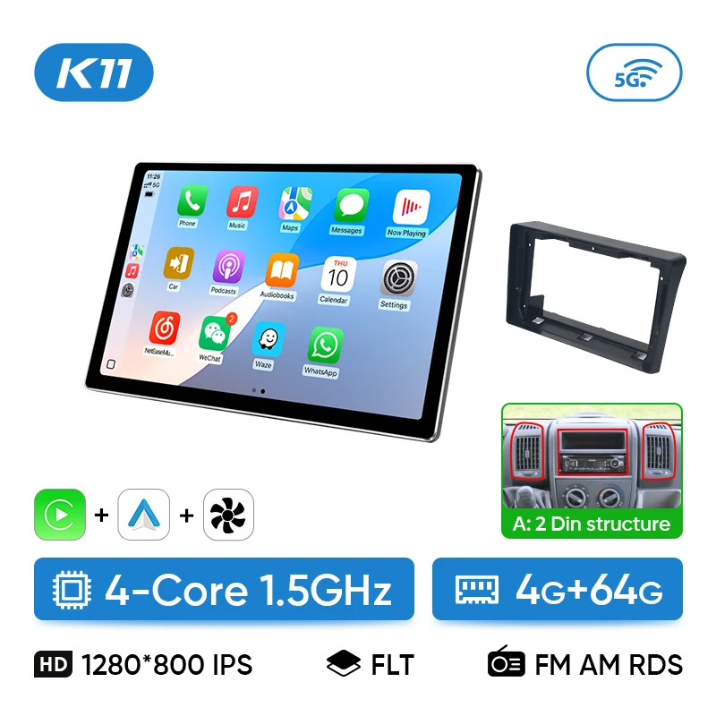 Ainavi 11,8 inch autoradio voor Fiat Ducato, Citroën Jumper, Peugeot Boxer, Dodge Ram 2500, multimedia, draadloze CarPlay, Android Auto
