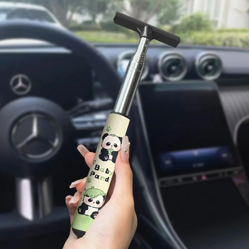 Handle Car Rearview Mirror Wiper Stainless Steel Retractable Mirror Squeegee Cleaner Layered Brush Head