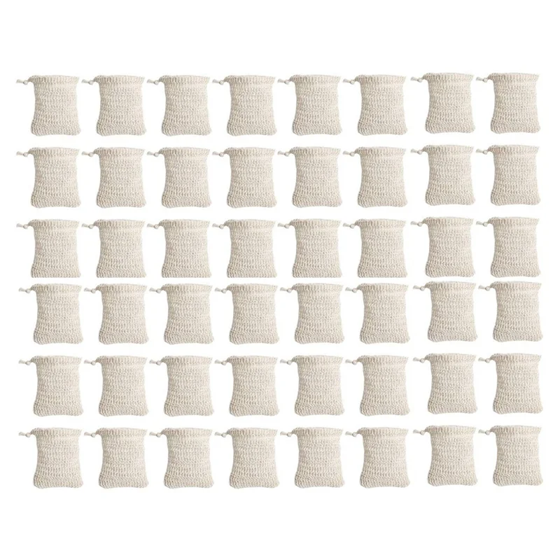 48Pcs Shower Bath Ramie Soap Bag Natural Ramie Soap Bag Exfoliating Soap Saver Pouch Holder