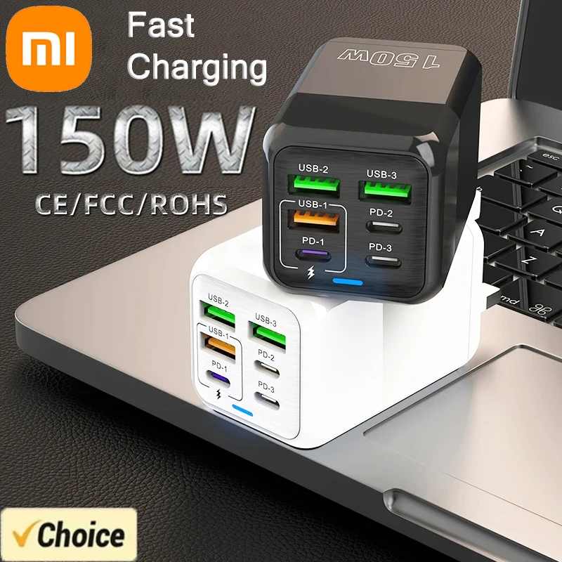 Xiaomi 150W Fast Charger USB Type C PD 6A Cable Fast Charging Quick Charge 3.0 Adapter For iPhone Samsung Oneplus Cellphones