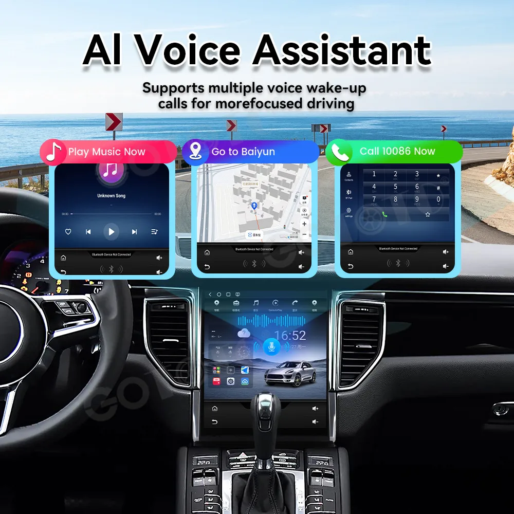 Vertical Screen Android 15 Head Unit For Porsche Macan 2014-2017 Wireless CarPlay GPS Car Radio Multimedia Stereo