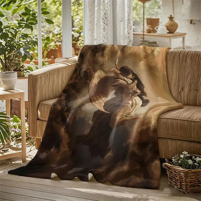 Angel Embrace Clouds Flannel Blanket Perfect for Sofa Office Bed Travel Sleep Read Relax Camping Four Season Use