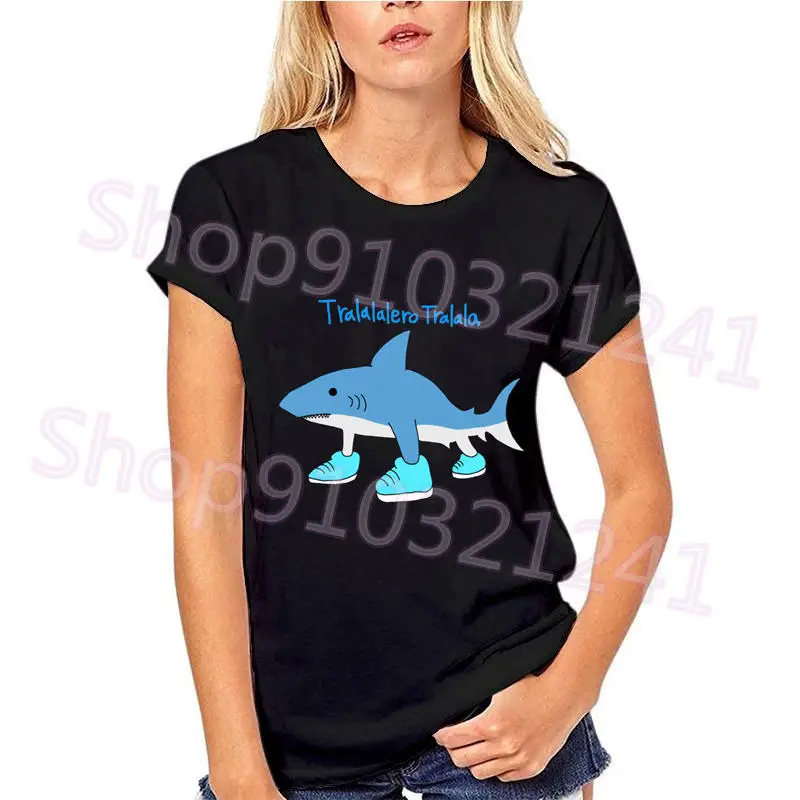 Tralalero Tralala T Shirt Women Aesthetic Tee Shirt Summer Top Graphic Funny Shark T-shirts Female Cute Cartoon T-Shirt