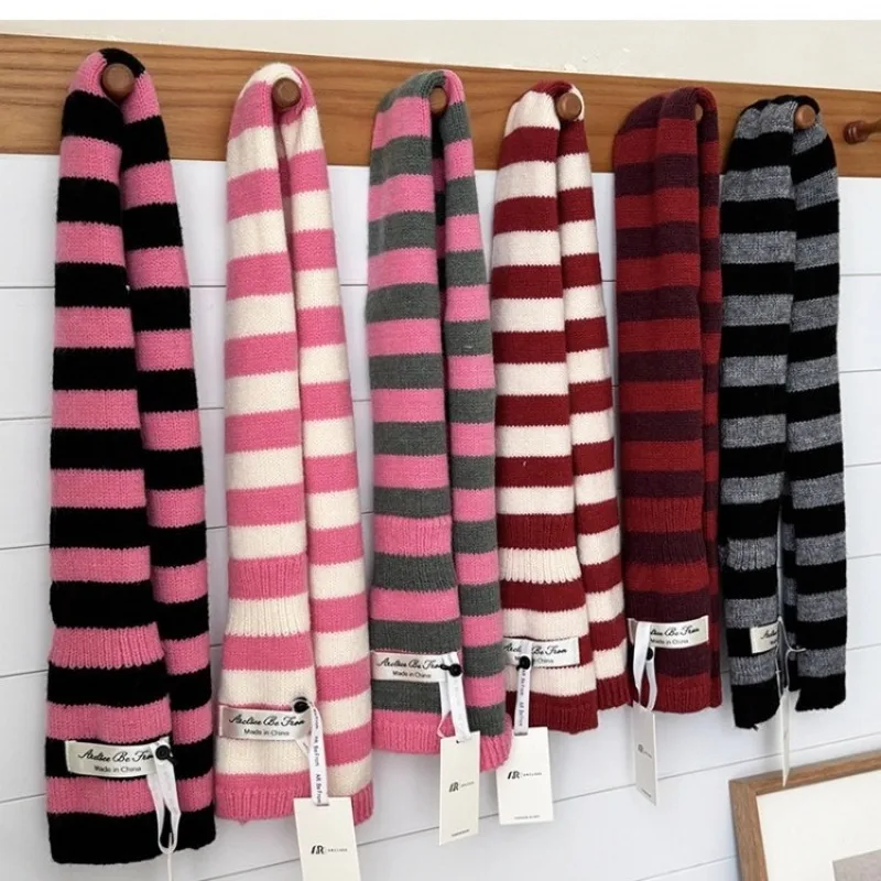 جديد اللون حجب مخطط محبوك وشاح للنساء الخريف والشتاء أزياء وشاح غير رسمي متعدد الاستخدامات #1