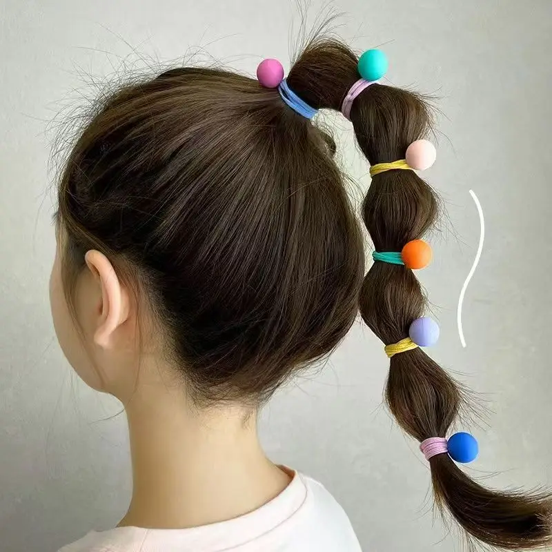 

Girl Tied Ponytail Bun Head Rubber Band Hair Rope Candy Color Hair Circle Women High Elastic Hair Decoration Head Rope Women