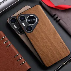 Case for Huawei Pura 70 Pro P60 P50 P40 P30 Pro Lite funda bamboo wood pattern Leather back cover for huawei pura 70 ultra case