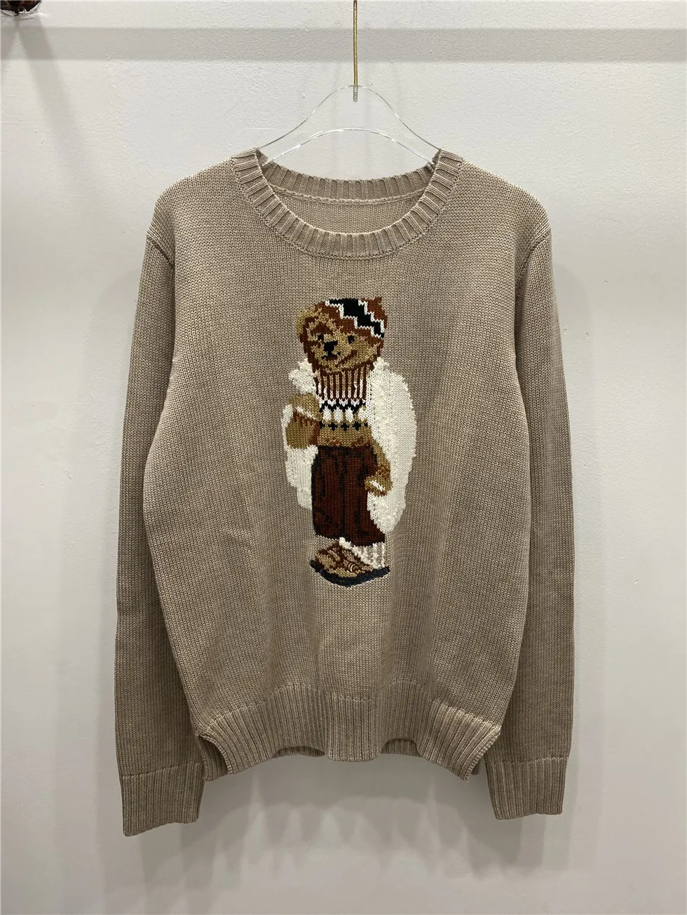 

Hot Sale 2024 RL Bear Womens Sweaters Spring Autumn Knitted Pullovers Slim Fit Top 100% Cotton Fashion Jumper Warm Sweater