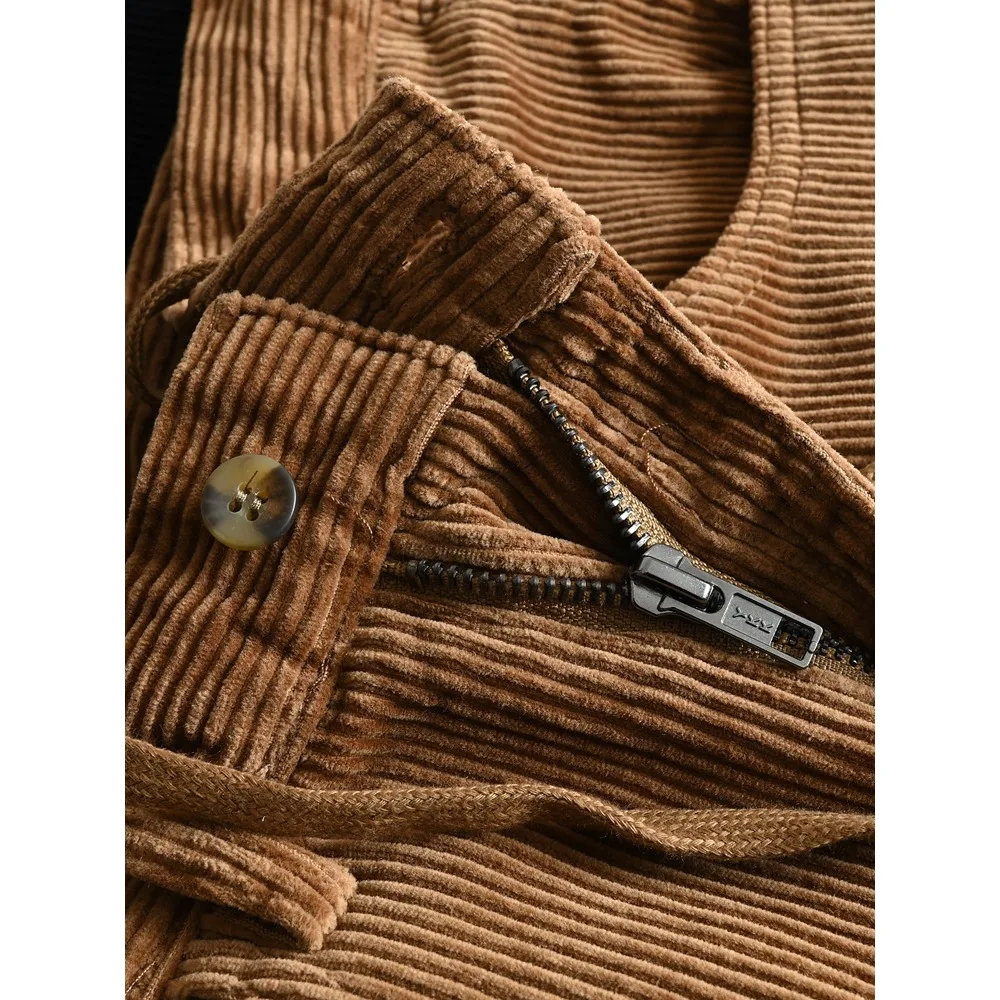 سراويل عمل قصيرة مستقيمة فضفاضة من القطن ثقيلة الوزن جديدة للرجال لخريف جديد