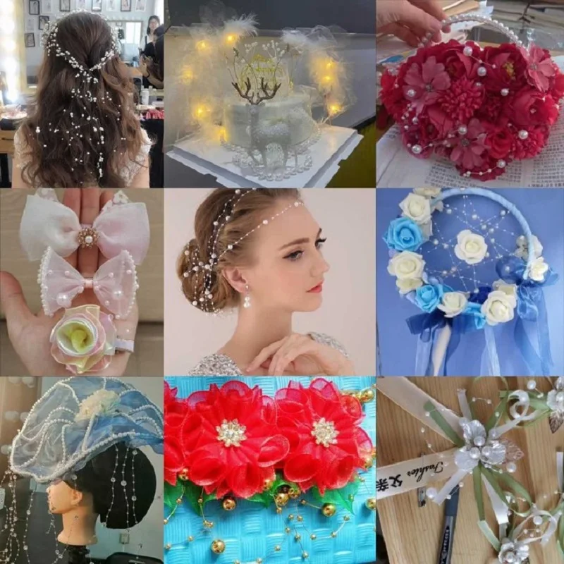 Solid Color Artificial Pearls Beads string for Chain Garland Flowers Home Wedding Party Decoration Hair Decoration