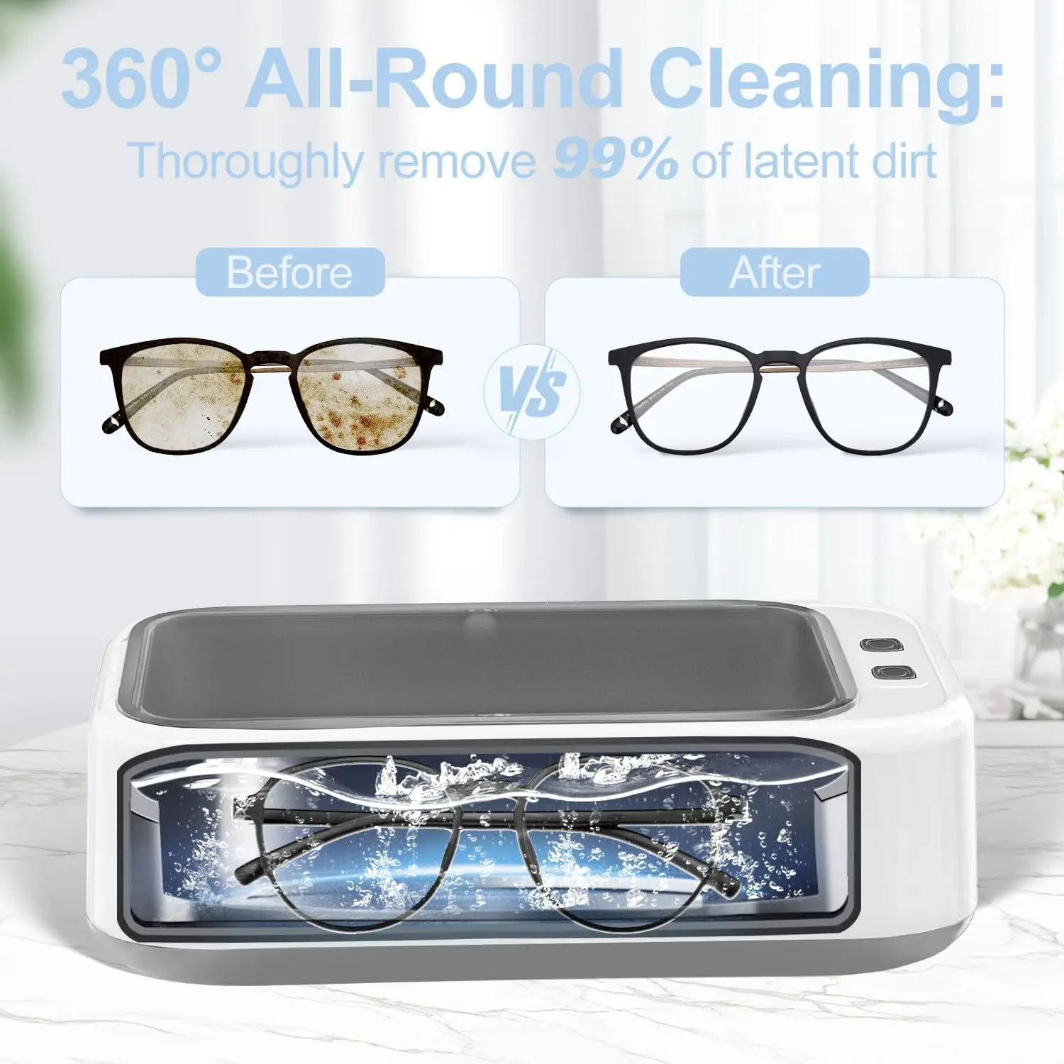 TINSOL 49000 HZ high-frequency ultrasonic cleaner is great for cleaning jewelry rings, glasses, dentures, and makeup brushes