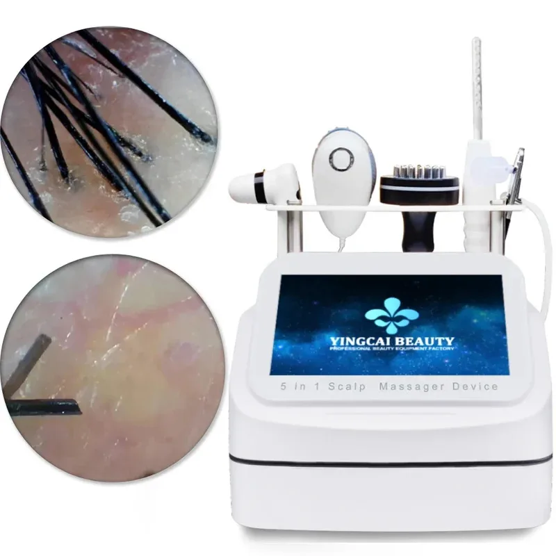 

head spa equipment hair follicle growth scalp analysis 50X 200X detector us plug 5 in 1 scalp hair analyzer machine