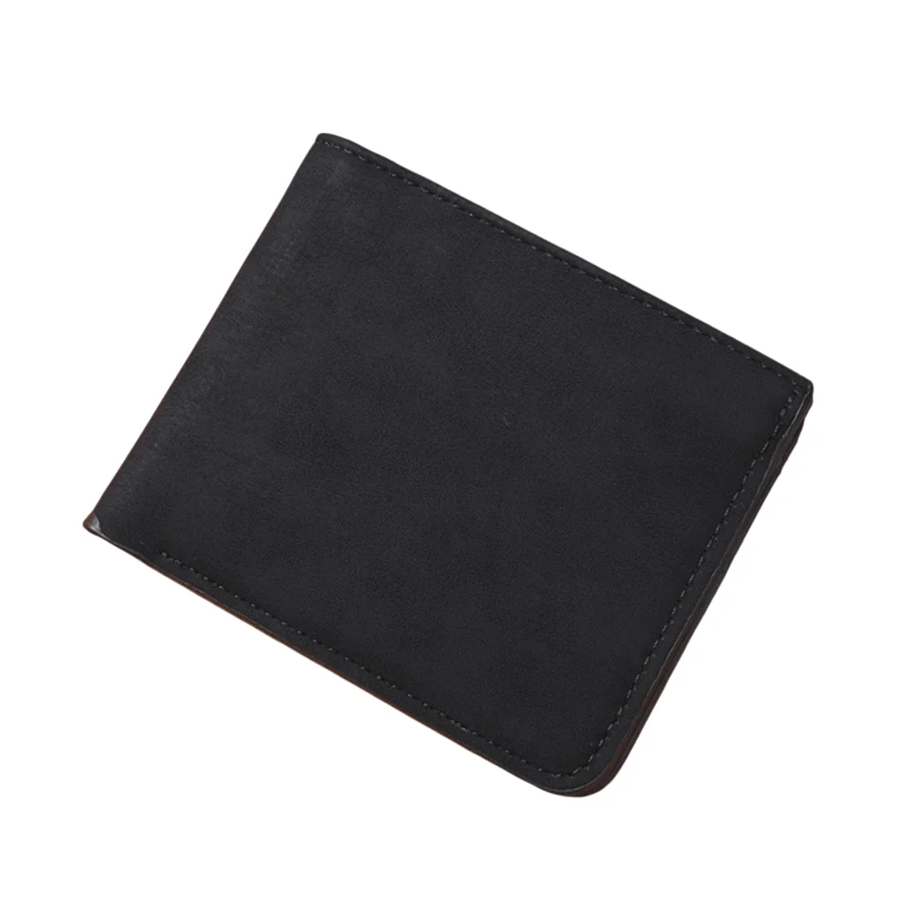 New Folding Men's Leather Wallet Solid Color Simple Coin Purse Thin Matte Short Wallet Travel
