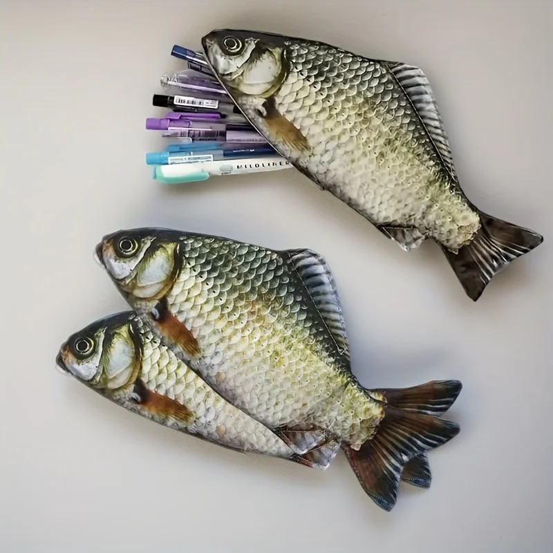 Fun Simulated Fish Pencil Case Creative Fresh Crucian Carp Stationery Bag Pencil Bag Coin Bag Crucian Carp Stationery Box Storage Bag image 2