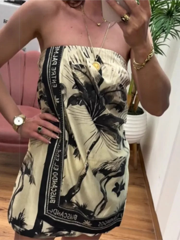 Sexy Spaghetti Jurk Voor Vrouwen Mode Print Mouwloze Trui Mini Jurken Lady Vintage Vakantie Strand Rok Kleding Nieuw
